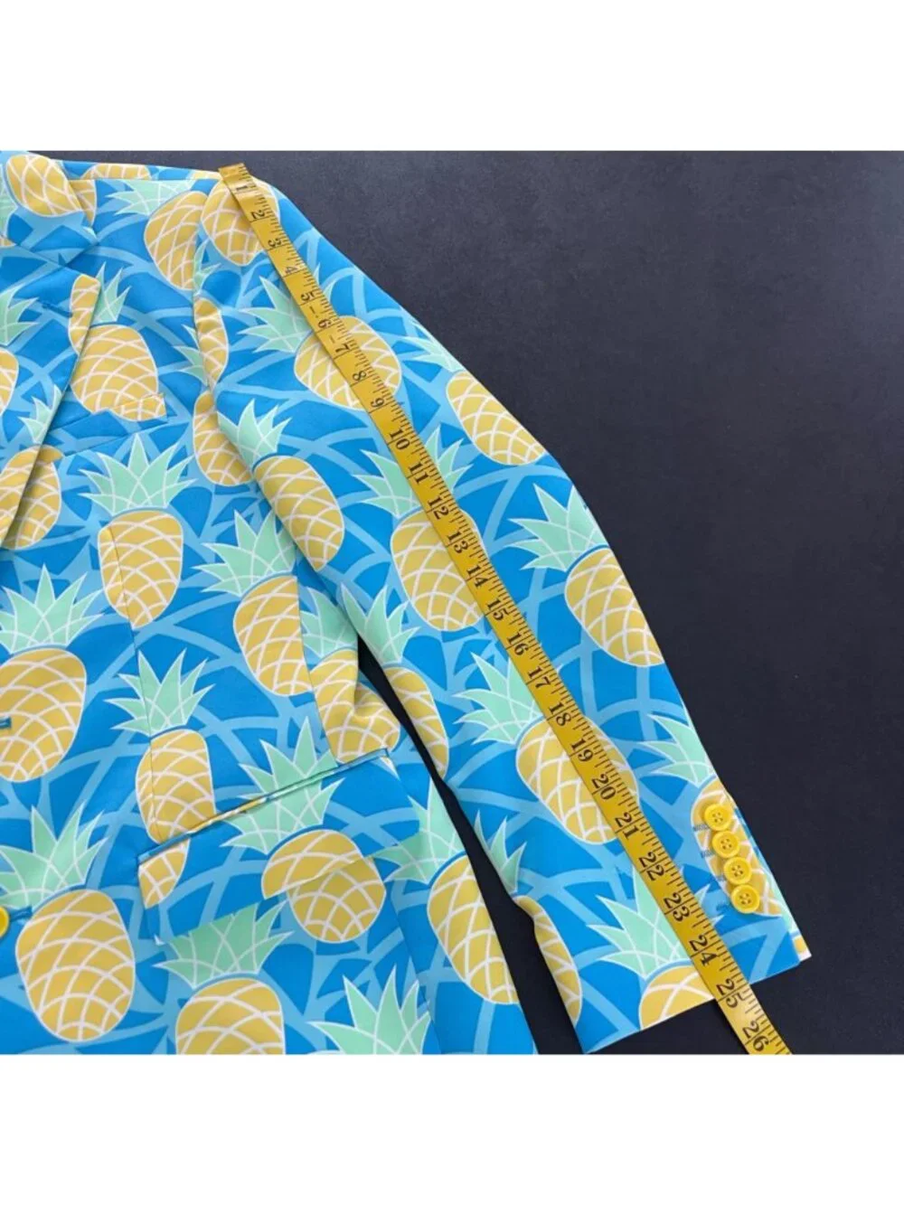 OppoSuits Mens Pineapple Print Suit Size 38 Shineapple Blue Novelty Tropical Set